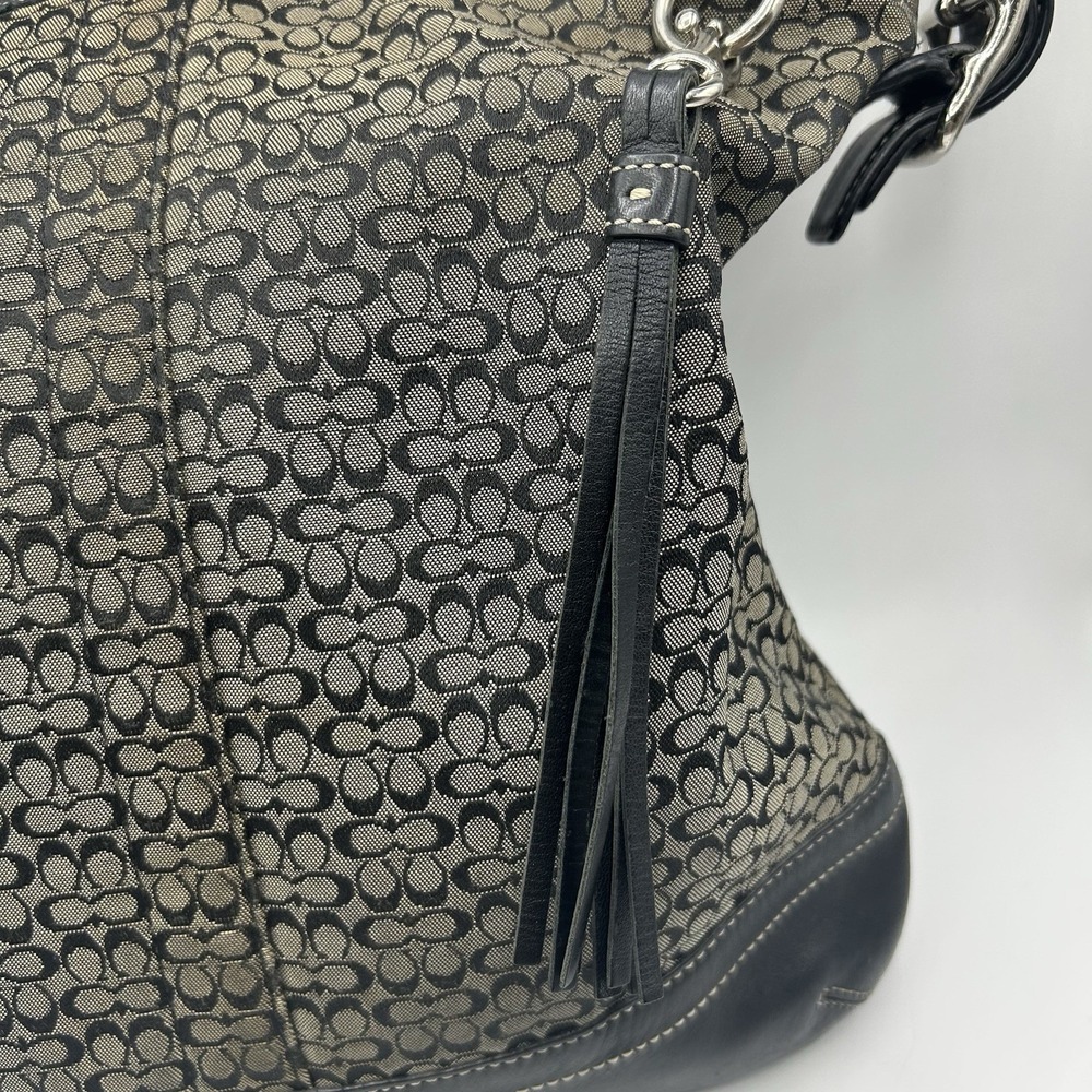Vintage Y2K Coach F10416 Signature Convertible Duffle Crossbody Bag Gray Black - Picture 3 of 16